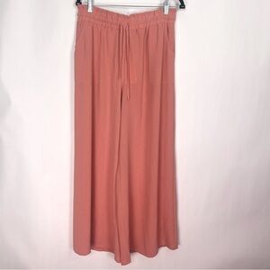 Wide Leg Palazzo Pants in Coral Salmon sz Large NWT Elastic Waist Drawstring
